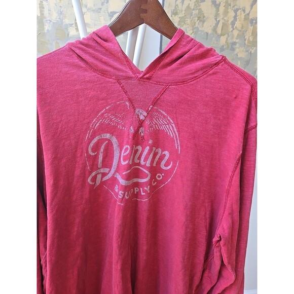 Denim & Supply Ralph Lauren Hoodie Long Sleeve Hooded Shirt Mens Large Red Eagle - Picture 2 of 7